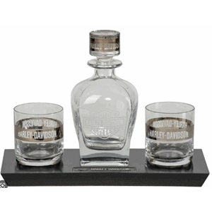 H-D Bar & Shield Logo Glass Decabnter & Whiskey galsses set