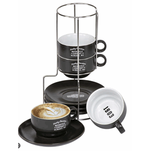 H-D Espresso Mug Set, Set of 4 Ceramic Mugs & S