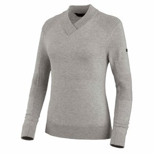 WOMEN'S WOOL BLEND V-NECK LONG SLEEVE SWEATER, GRAY