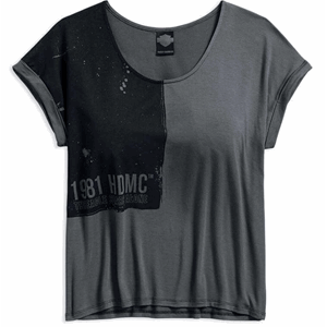 HARLEY WOMENS COLORBLOCK GREY BLACK T-SHIRT XL