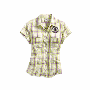 SWIRL SKULL PLAID WOVEN SHIRT XS