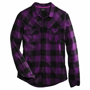 H-D WOMEN'S BUFFALO LONG SLEEVE PLAID SHIRT, PURPLE