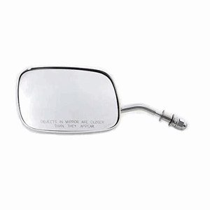 LATE OEM MIRROR, SHORT STEM, LEFT SIDE. CHROME