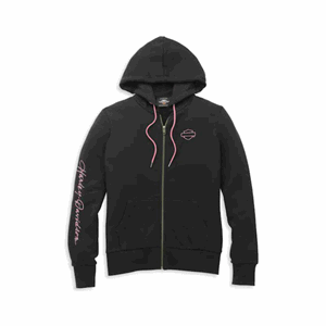 HARLEY-DAVIDSON WOMEN'S SCRIPT FONT ZIP FRONT HOODIE
