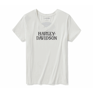 WOMEN'S WILLIE G SKULL BLING V-NECK - CLOUD DANCER