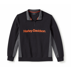 H-D TECH 1/4 ZIP FLEECE BLACK & CHARCOAL GREY HEATHER