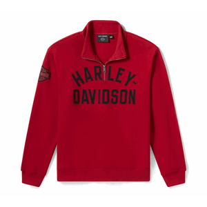 MEN'S H-D ESSENTIAL 1/4 ZIP PULLOVER FLEECE - DEEP RED