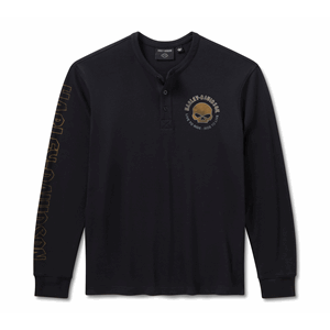 MEN'S WILLIE G DARK CUSTOM THERMAL HENLEY, BLACK