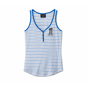 WOMEN'S #1 RACING STRIPED TANK - YD STRIPE - BRIGHT WHITE