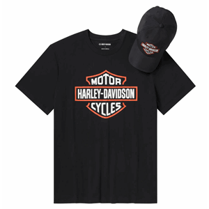 H-D GIFT SET BAR & SHIELD HAT & T-SHIRT BLACK