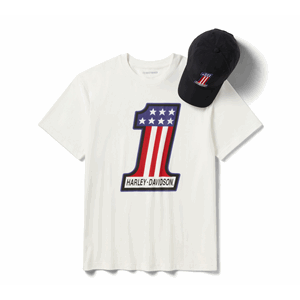MEN'S H-D #1 HAT & TEE GIFT SET, OFF WHITE