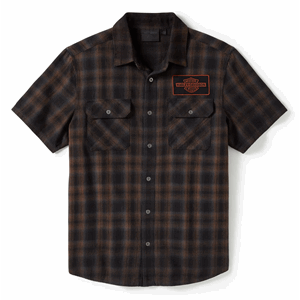 HARLEY-DAVIDSON SHIRT BAR & SHIELD PLAID BLACK/BROWN