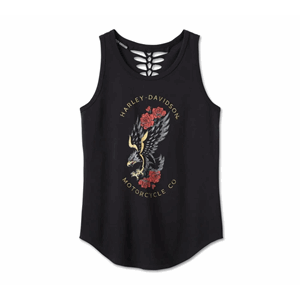 WOMEN'S AMERICAN TRADITIONAL RIP & REPAIR TANK-HARLEY BLACK