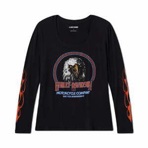 WOMEN'S BLING FLAMING IRON EAGLE LONG SLEEVE TEE