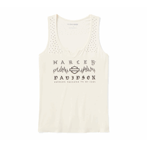 WOMEN'S BLING H-D® SLOW BURN NOTCH NECK TANK - CLOUD DANCER