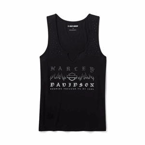 WOMEN'S BLING H-D® SLOW BURN NOTCH NECK TANK - HARLEY BLACK