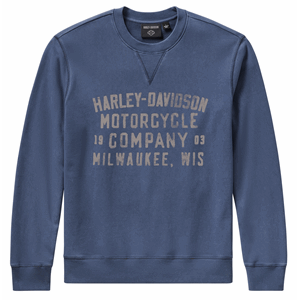 HARLEY-DAVIDSON SWEATWSHIRT WASHED CREWNECK BLUE