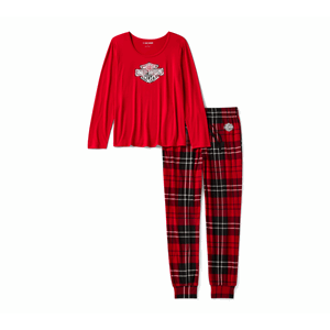 HARLEY-DAVIDSON WOMENS BAR & SHIELD PLAID PAJAMA SET