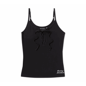 WOMEN'S LACE UP TANK, BLACK