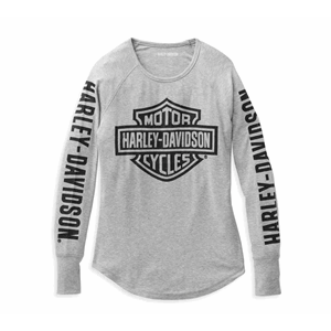 WOMEN'S AUTHENTIC BAR & SHIELD RIB-KNIT TOP - LIGHT GREY