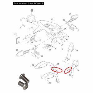 SCREW SS., M10-1.25 X 20 BTN HD TORX, MIRROR MOUNT