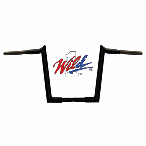 WILD1, CHUBBY HOOKED 1-1/4" APE HANGERS. 12" RISE. BLACK