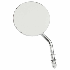STEEL 4" ROUND MIRROR. CHROME, SHORT STEM