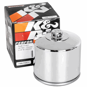 K&N OIL FILTER W/NUT, CHROME 82-86 BT/80-84 XL