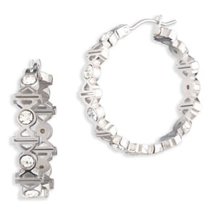 Bar & Shield Crystal Click-It Hoop Øredobber - Sølv