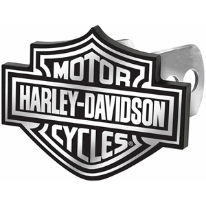 HARLEY-DAVIDSON® HITCH COVER, BLACK/WHITE BAR & SHIELD LOGO