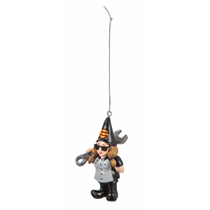 Sculpted Mechanic Lady Gnome Christmas Tree Ornament