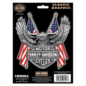 Sticker H-D Embossed Bar & Shield Eagle Flag Chrome 15x20 CM