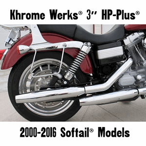 KHROME WERKS 3" TAPERED HP-PLUS MUFFLER. FXST 00-16